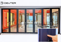 Puertas Plegables de Aluminio de Alta Resistencia con Aislamiento Térmico, Impermeables, con Malla de Seguridad, para Balcón, Patio, Doble Acristalamiento