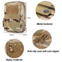 Pochette Molle en nylon multifonctions tactique EDC durable pour l'extérieur avec fermeture à glissière, accessoire de chasse et pochette de ceinture durable