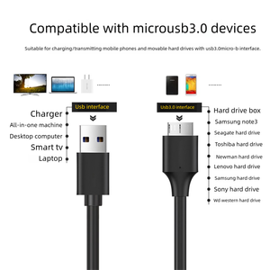 <span class=keywords><strong>Cable</strong></span> de Datos USB 3.0 Tipo A a Micro-B Ecológico para Disco Duro de Computadora, Carga Rápida, Transmisión de Alta Velocidad de 5 Gbps - Product Image 6