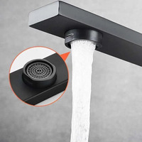 Robinet thermostatique à tube plat carré Robinet mitigeur d'eau froide et chaude en acier inoxydable pour salle de bain et cuisine