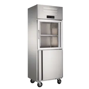 Shine Junma Kitchen Vertical Direct Cooling Double Door Fridge Upright Commercial Freezer Glass Door Freezer Refrigerator