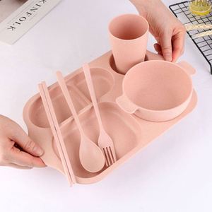 Ensemble de 6 assiettes colorées pour adultes, compatibles micro-ondes, réutilisables, en paille de blé - Product Image 3