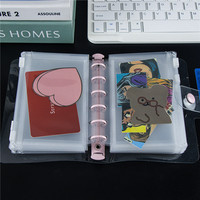 Pochettes A7 transparentes en PP avec fermeture éclair et tirette, 6 trous, pour enveloppes de budget et petit organisateur de monnaie