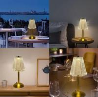 Lámpara de Mesa Pequeña Recargable con Batería Dorada, Regulable al Tacto, para Restaurante, Cena, Comedor