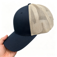 Casquette Trucker Richardson 112 à 6 Panneaux avec Logo Brodé Personnalisé, Patch en Cuir, Maille Unie, Fermeture Snapback, Respirante pour Sports de Plein Air