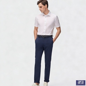 <span class=keywords><strong>Camisa</strong></span> Casual de <span class=keywords><strong>Manga</strong></span> <span class=keywords><strong>Corta</strong></span> para <span class=keywords><strong>Hombre</strong></span> de Fibra de Bambú con Cuello Cuadrado con Cuentas, Ajuste Delgado, Sin Plancha, Antiarrugas, Abotonadura Sencilla - Colección Primavera - Product Image 3