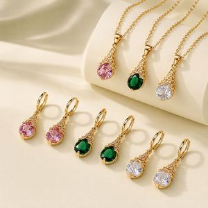 Jewelry Set Wholesale New Fashion 18K Gold Plated Brass Zircon for Women Wedding Party Gift - Product Image 4