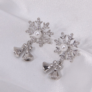 Aretes campana copo árbol zirconia Navidad <span class=keywords><strong>mujer</strong></span>, joyería fina aretes, venta fábrica mayorista por lote - Product Image 2