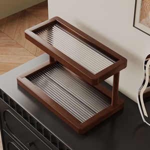 Two Tier Desktop <b>Shelf</b> for Cups Teaware Rectangle Standing Type with Drainage Tray Easy Assembly for Living Room or Office Use - Product Image 4