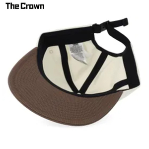 Casquette structurée à 6 panneaux avec logo personnalisé, bord plat, vente en gros, bicolore, broderie plate, crème et marron, fabricant - Product Image 3