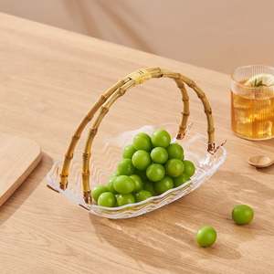 Rotin Portable Corbeille De Fruits En Plastique Bol Décoratif Bonbons Gâteau Collations Plateau De Rangement Table Assiette À Dessert - Product Image 5