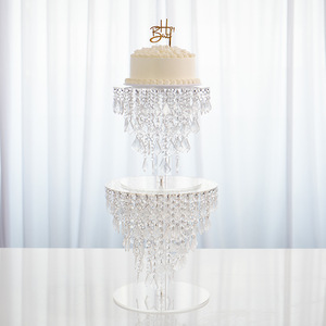 LANJO Elegant Acrylic <b>Crystal</b> Cake <b>Stand</b> Chandelier Style Wedding Decor Display Pedestal with Detachable Design - Product Image 3