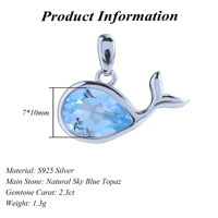 Pendentif Dauphin en Argent Sterling 925 Plaqué Rhodium avec Pierres Précieuses Naturelles Taillées en Poire, Vente en Gros Usine, Idéal pour Femme, Cadeau ou Tenue de Soirée