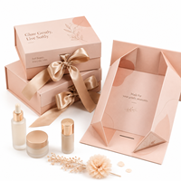 Boîte cadeau magnétique pliable haut de gamme avec laminage mat, logo personnalisé en estampage à chaud, emballage cosmétique pliable