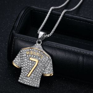 Mbappe No 7 Jersey Pendant Necklace Geometric Design Lab Grown Diamonds Encrusted Silver Gold Plated Unisex Everyday Wear - Product Image 4