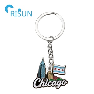 Fabricación Metal Esmalte Personalizado <span class=keywords><strong>Chicago</strong></span> Llavero <span class=keywords><strong>Chicago</strong></span> Star Llavero Ciudad de <span class=keywords><strong>Chicago</strong></span> Bandera Llavero - Product Image 3