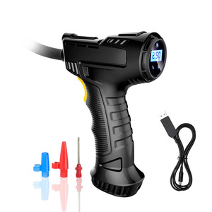 Portable Handheld Tire Inflator 12V LCD <b>Display</b> 120W Electric Air Pump For Car Vehicle With USB <b>Cable</b> And Nozzles - Product Image 1