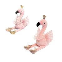 Peluche flamant rose mignon avec couronne, flamant princesse dansante, oiseau en peluche, poupée douce, mascotte promotionnelle en peluche