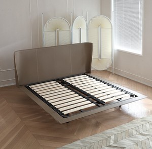 اللوح الأمامي للجناح الإبداعي الإيطالي ، مجموعة أثاث سرير من الجلد العائم بتصميم بسيط لغرفة النوم - Product Image 4