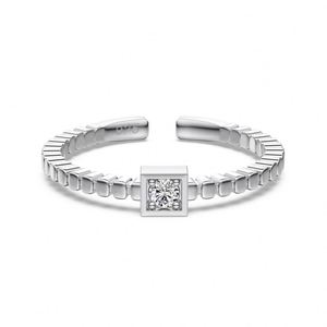 Dylam Fashion Design Jewelry 925 Sterling <b>Silver</b> Rhodium 18K Gold Plated Open <b>Adjustable</b> 5A CZ Square <b>Rings</b> for Women - Product Image 1