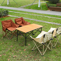 Ensemble table et chaises de camping, pêche, extérieur, pliable, portable, avec rangement, en acier au carbone, pour la plage, style décontracté, chaise lune