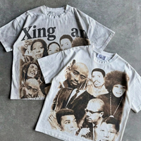 T-shirt Rétro Imprimé Délavé à l'Acide pour Homme, Manches Courtes Décontractées, Coupe Oversize en Coton Tricoté 240g, Style Vintage Streetwear, Nouveau à Bas Prix