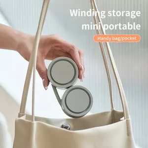 Japan Korea Hot Sell Portable Pocket Storage Hands-free Aroma Neck Mini Fan Leafless Double USB Small Fan Lazy Wearable Neck Fan