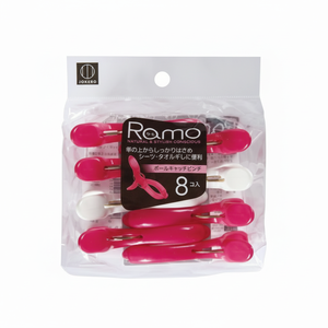 RAMO Lot de 8 pinces à linge roses/blanches pour ranger vos vêtements. - Product Image 1