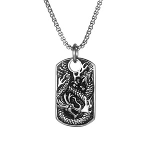 Pendentif Dragon de style chinois en acier inoxydable, collier du zodiaque animalier, cadeau de mode pour hommes SP951 - Product Image 5