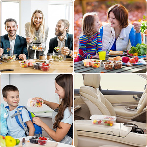 Double Compartment Snack Containers with Sauce Cups Lids Compact Travel Food <b>Storage</b> <b>Boxes</b> for Friends Adults - Product Image 2