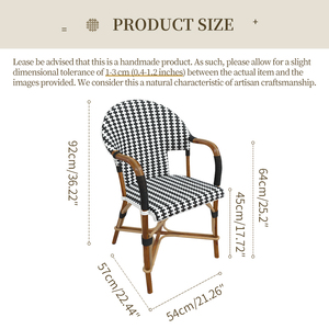 Fauteuil en rotin PE style bistrot français, structure en rotin naturel, résistant aux intempéries, pour café, terrasse, <span class=keywords><strong>restaurant</strong></span>, chaise de salle à manger avec accoudoirs - Product Image 6