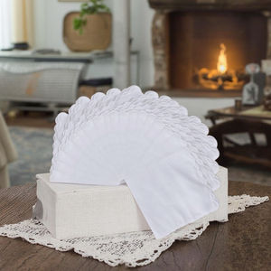 Grosir Massal Saputangan Persegi Bordir Tepi Bergelombang 11 inci, Lembut, Katun Putih Polos 60S untuk Pernikahan - Product Image 6