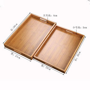 Bandeja de servir rectangular de bambú con asa, color natural, para té o barbacoa, uso doméstico. - Product Image 2