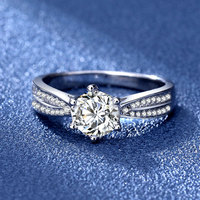Bague de Fiançailles en Moissanite Taille Coussin VVS1, Argent S925, Double Rangée de Pierres Pavées Latérales, Bague de Mariage pour Femme, Certifiée GRA, Or