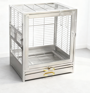 Cage à oiseaux en acier inoxydable, adaptée aux petits animaux, avec une bonne ventilation. - Product Image 1