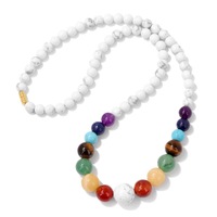 Collier artisanal unisexe plaqué or avec perles de guérison en pierres naturelles des sept chakras, style tendance, cadeau idéal