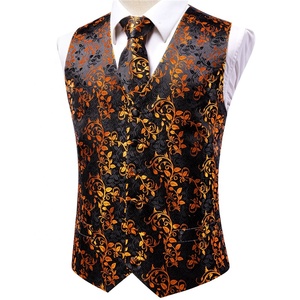 <span class=keywords><strong>Plus</strong></span> <span class=keywords><strong>Size</strong></span> oro uomo scollo a v Jacquard vestito gilet moda formale Slim Fit Business abito gilet con gemelli cravatta Hanky - Product Image 3