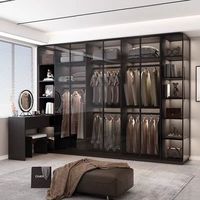 Armoire de toilette en bois massif armoire dressing dans le placard meubles de chambre à coucher pour vêtements avec portes en verre
