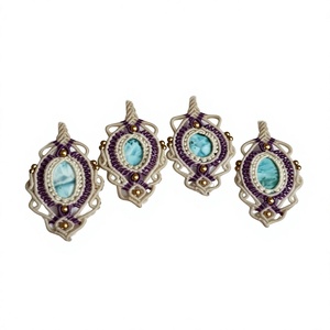 Collar Colgante de Macramé Morado Crema Hecho a Mano con Piedra Turquesa, Joyería de Cuentas Estilo Boho para Mujer, Uso Diario - Product Image 1
