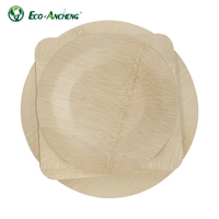 Assiettes rondes en bambou jetables modernes avec logo personnalisé pour restaurants, hôtels, traiteurs, événements, plats à emporter, camping