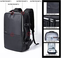 Sac à dos multifonctionnel Oxford imperméable antivol avec port USB et compartiment pour ordinateur portable à motif lettres