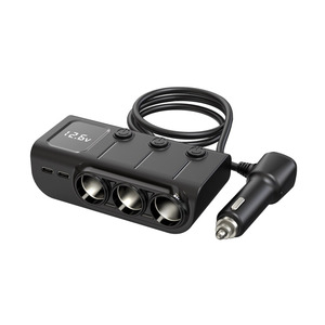 Allume-cigare de <span class=keywords><strong>voiture</strong></span> intelligent multifonctionnel à 3 trous, chargeur USB, indicateur LED, surveillance de la tension 12-24V, charge rapide QC3.0 PD - Product Image 1