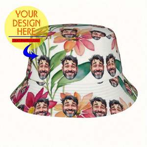 Bob personnalisé avec motifs dessinés à la main (feuille, dessin animé, camouflage, léopard, écossais) pour usage quotidien, plage et randonnée - Product Image 3