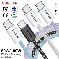 Câble USB-C tressé en nylon OEM 60W 100W PD 3A 5A à charge rapide, câble de données USB-C 480 Mbps pour iPhone 15 17 Pro MacBook