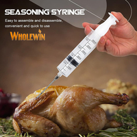 Injecteur de viande en plastique PP de 60ml avec aiguille, seringue à marinade de cuisine pour fumoir, barbecue, dinde et volaille