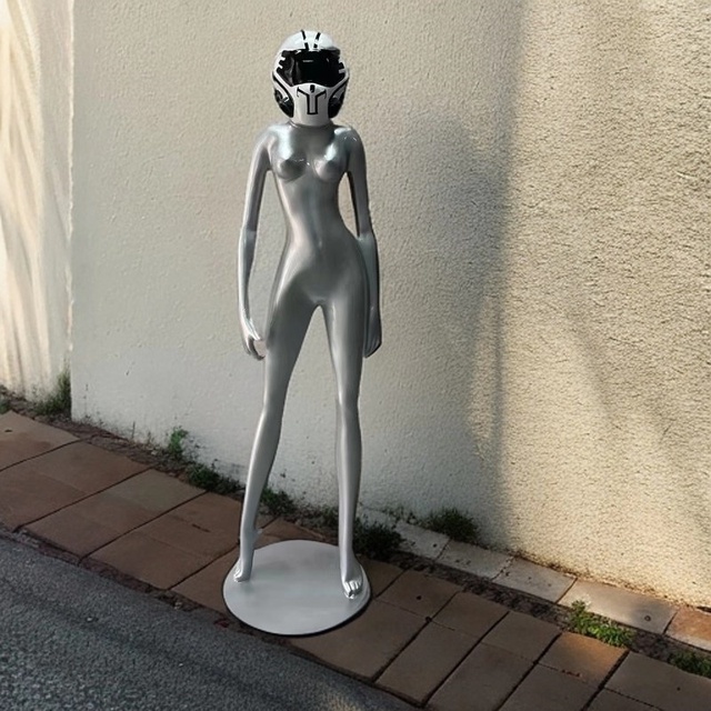 Custom Modern Home Decor Robot Sexy Girl Statue Electroplating Woman Human Sculptures Fiberglass Floor Lamp Sculpture