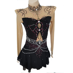 Vestido de patinaje sobre hielo <span class=keywords><strong>para</strong></span> <span class=keywords><strong>niñas</strong></span>, leotardo Gimnástico de manga larga, ropa de actuación - Product Image 1