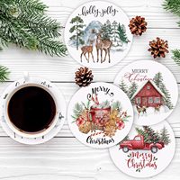Sous-verre en céramique rond antidérapant et absorbant l'eau, design unique en liège, idéal pour la maison et la table, collection Noël, best-seller