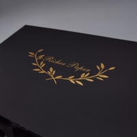 Boîte d'emballage noire en satin de luxe, boîte pliante pour cadeau