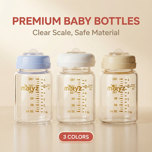 Congelación de 6 oz Botellas de almacenamiento de leche materna de vidrio resistente 180ml Extractores de leche estampados de dibujos animados Biberón - Product Image 2